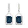 Thumbnail Image 2 of Emerald-Cut London Blue Topaz & White Lab-Created Sapphire Drop Earrings Sterling Silver