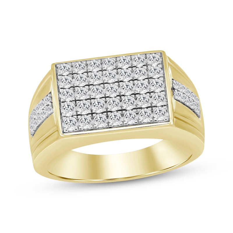 Main Image 1 of Men's KAY Lab-Grown Diamonds Multi-Row Ring 1 ct tw 10K Yellow Gold
