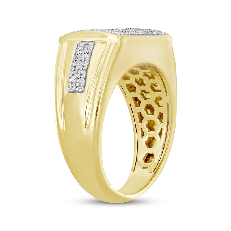 Main Image 2 of Men's KAY Lab-Grown Diamonds Multi-Row Ring 1 ct tw 10K Yellow Gold