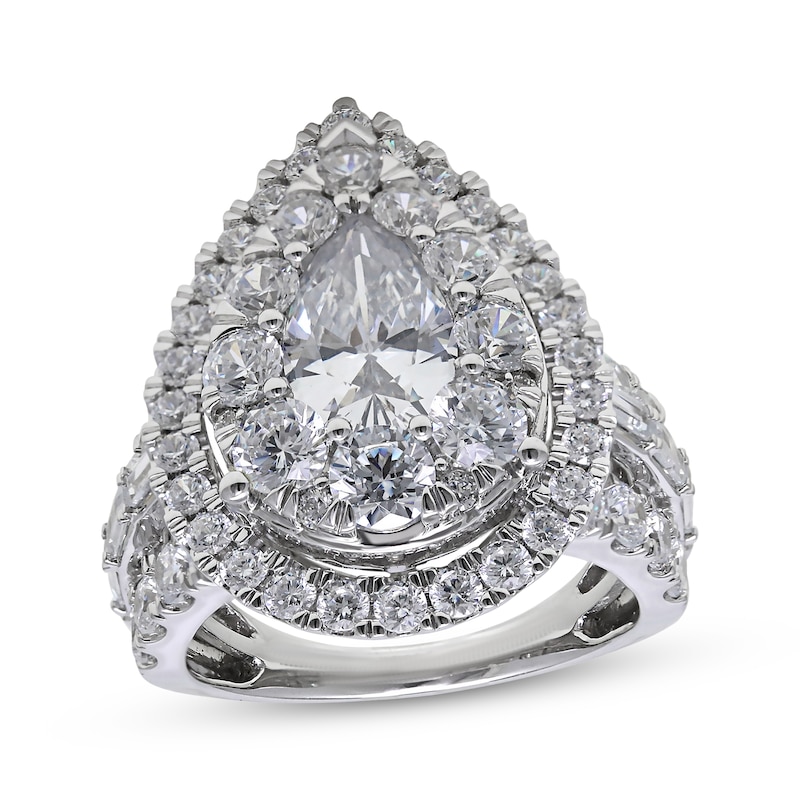 Main Image 1 of Adore Lab-Grown Diamonds Pear-Shaped Halo Engagement Ring 5 ct tw 10K White Gold