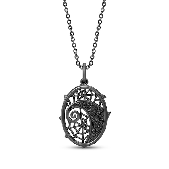 Disney Treasures The Nightmare Before Christmas Black Diamond Web Necklace 1/8 ct tw Black Rhodium-Plated Sterling Silver 19"