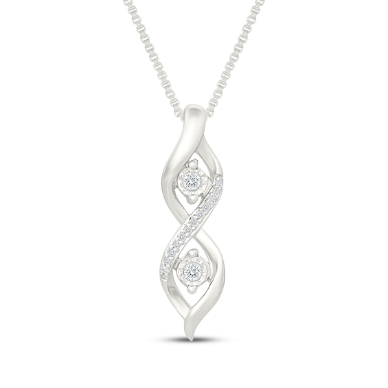 Diamond Infinity Swirl Necklace 1/10 ct tw 10K White Gold 18"