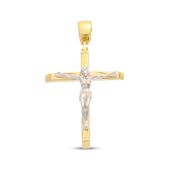 Crucifix Necklace Charm Solid 10K Two-Tone Gold