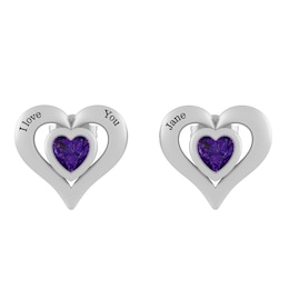 Color Stone Couple's Heart Earrings