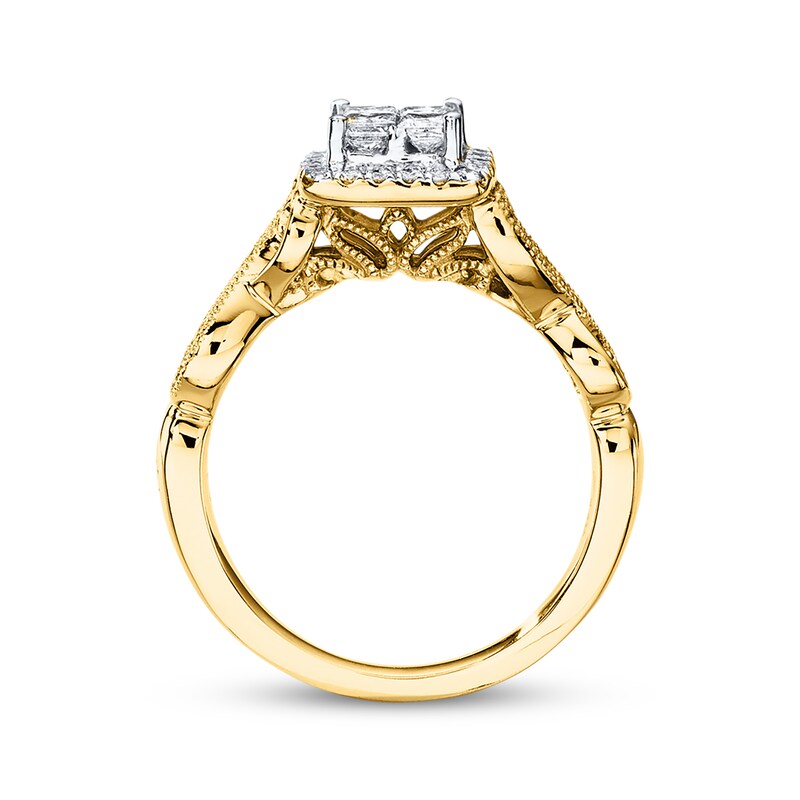 Diamond Engagement Ring 5/8 cttw Princess-cut 14K Yellow Gold