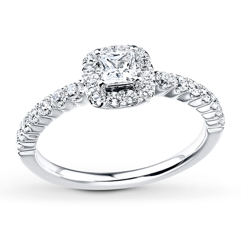 Diamond Engagement Ring 5/8 ct tw Princess-cut 14K White Gold