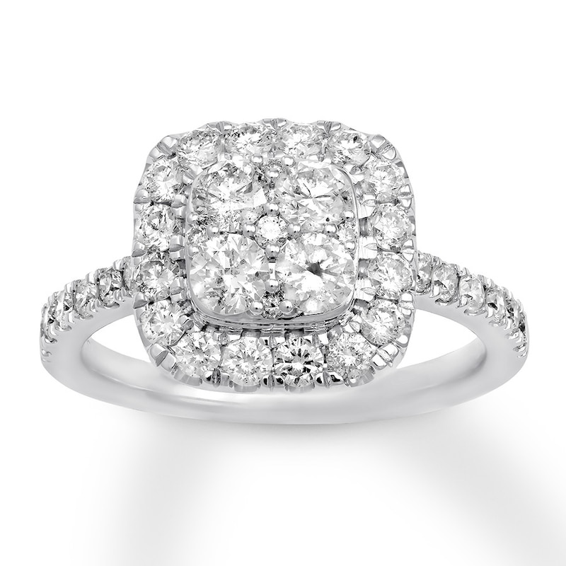 Diamond Engagement Ring 1-3/8 ct tw Round-cut 14K White Gold