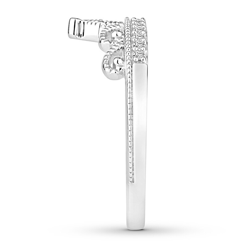 Diamond Tiara Wedding Band 1/10 ct tw Round-cut 10K White Gold