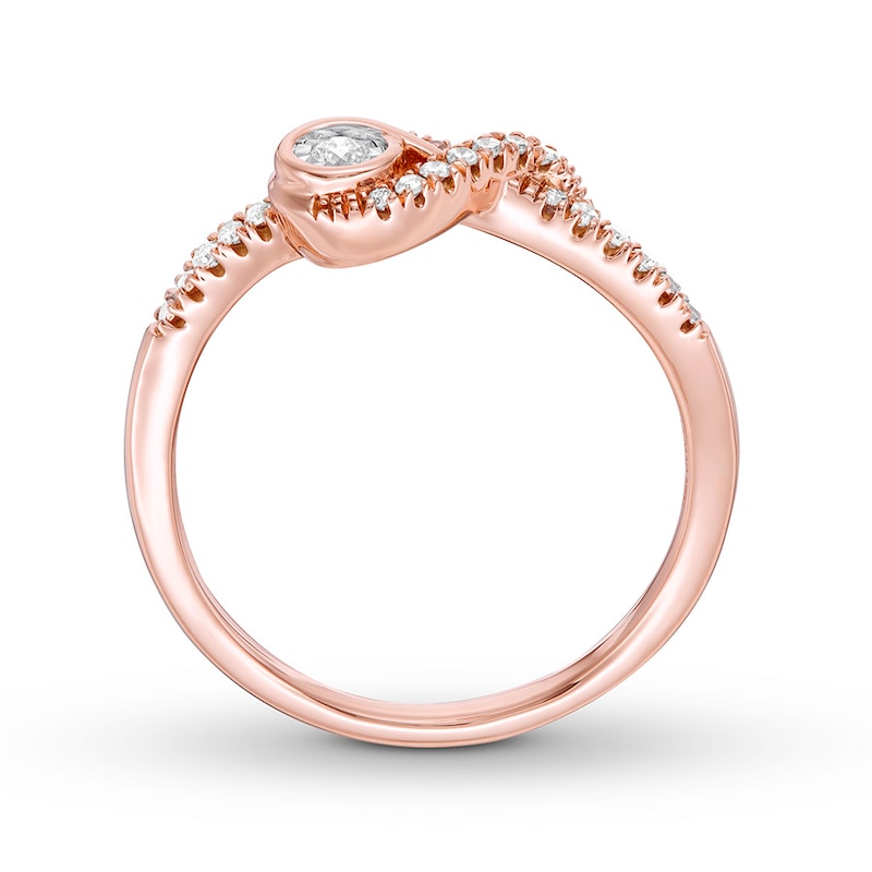 Main Image 2 of Interwoven Diamond Ring 1/10 ct tw Round-cut 10K Rose Gold