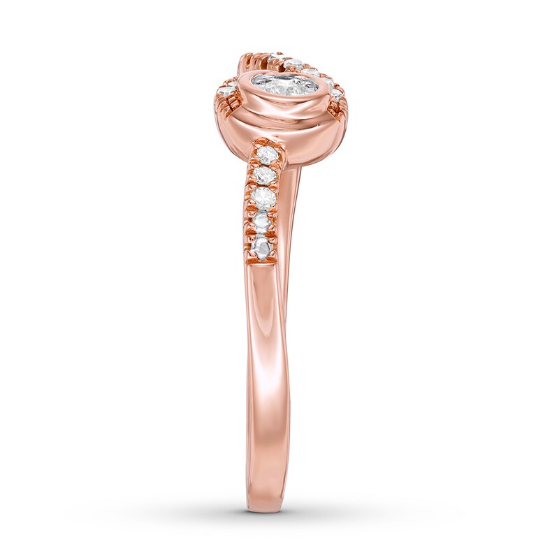 Main Image 3 of Interwoven Diamond Ring 1/10 ct tw Round-cut 10K Rose Gold