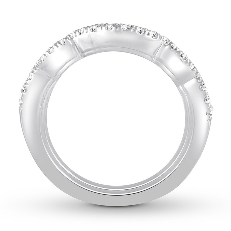 Main Image 2 of Diamond Wedding Band Set 1/2 ct tw Round-cut 14K White Gold