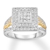 Diamond Engagement Ring 1/2 ct tw Princess & Round 14K Gold