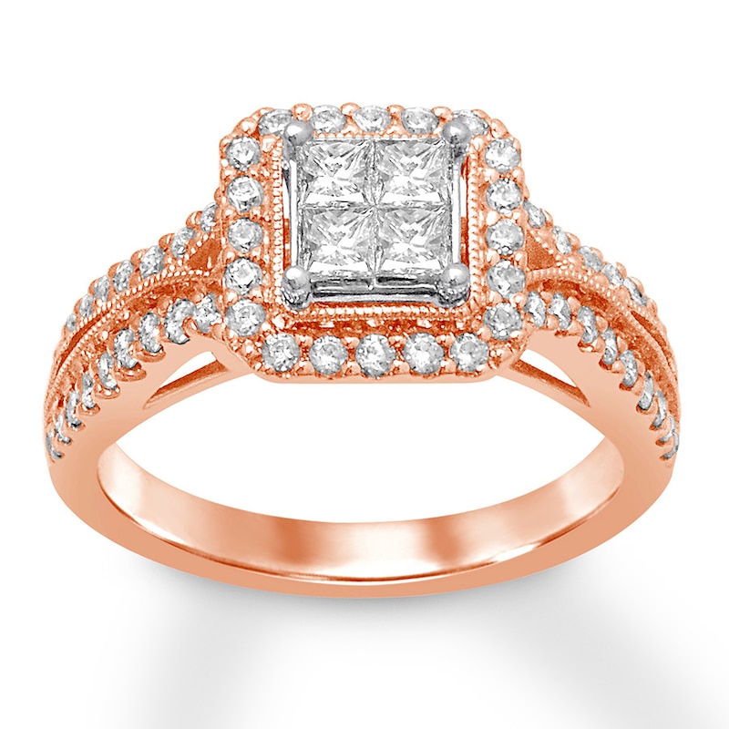 Main Image 1 of Diamond Engagement Ring 1 ct tw Princess and Round 14K Two-Tone Gold