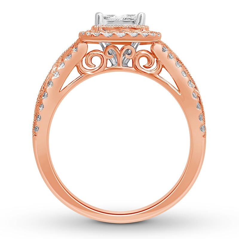 Main Image 2 of Diamond Engagement Ring 1 ct tw Princess and Round 14K Two-Tone Gold