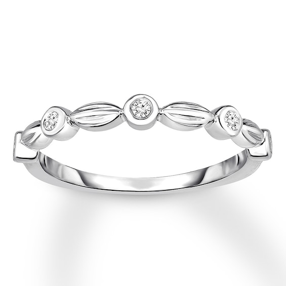 Diamond Wedding Band 1/20 ct tw Round-cut 14K White Gold