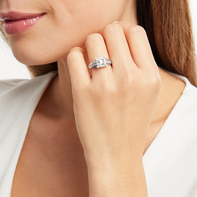 Main Image 2 of Diamond Engagement Ring 1/2 ct tw Princess & Round 10K White Gold