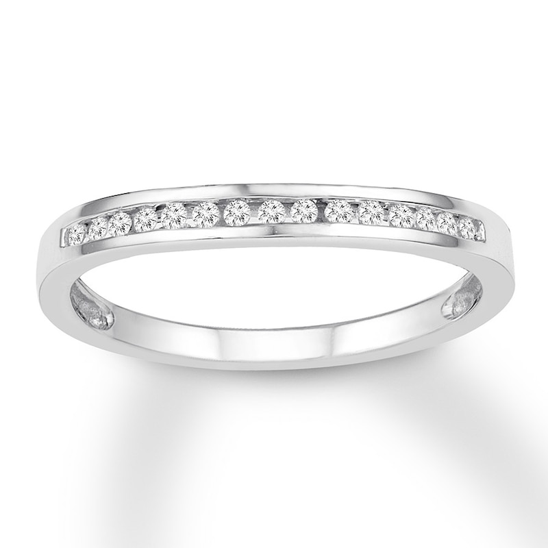 Main Image 1 of Diamond Wedding Band 1/8 ct tw Round-cut 10K White Gold