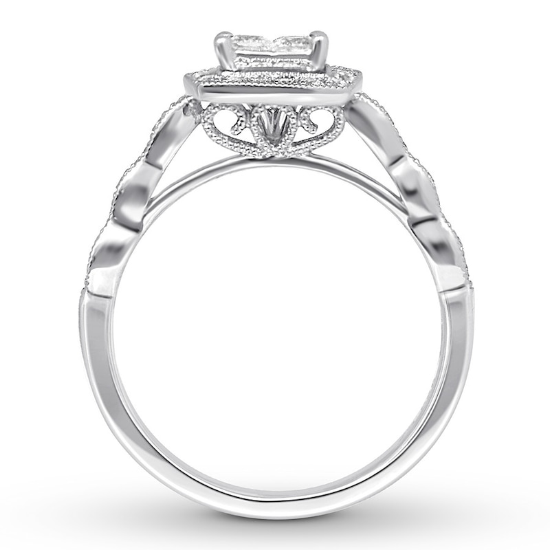 Main Image 2 of Diamond Engagement Ring 5/8 ct tw Princess & Round 14K White Gold