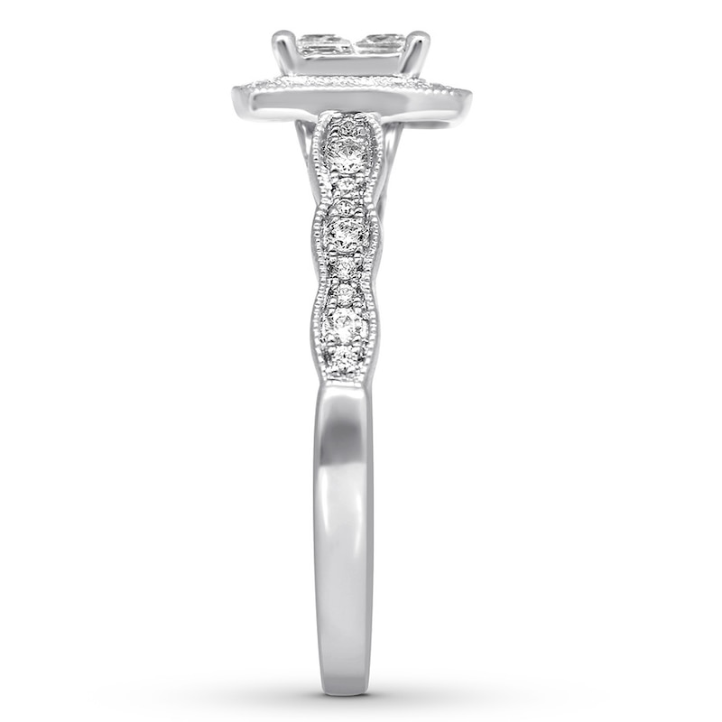 Main Image 3 of Diamond Engagement Ring 5/8 ct tw Princess & Round 14K White Gold
