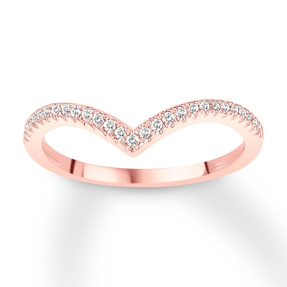 Diamond Chevron Wedding Band 1/8 ct tw 14K Rose Gold