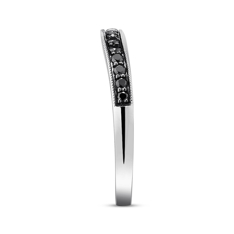 Main Image 2 of Black Diamond Wedding Band 1/4 ct tw Round-cut 14K White Gold