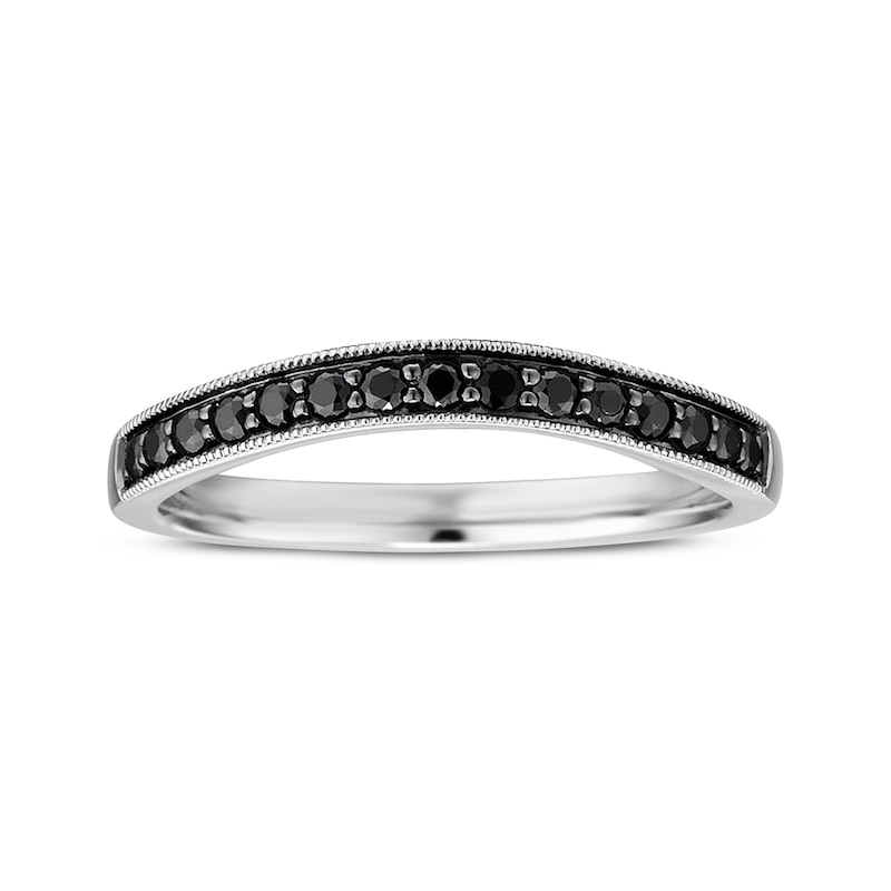 Main Image 4 of Black Diamond Wedding Band 1/4 ct tw Round-cut 14K White Gold