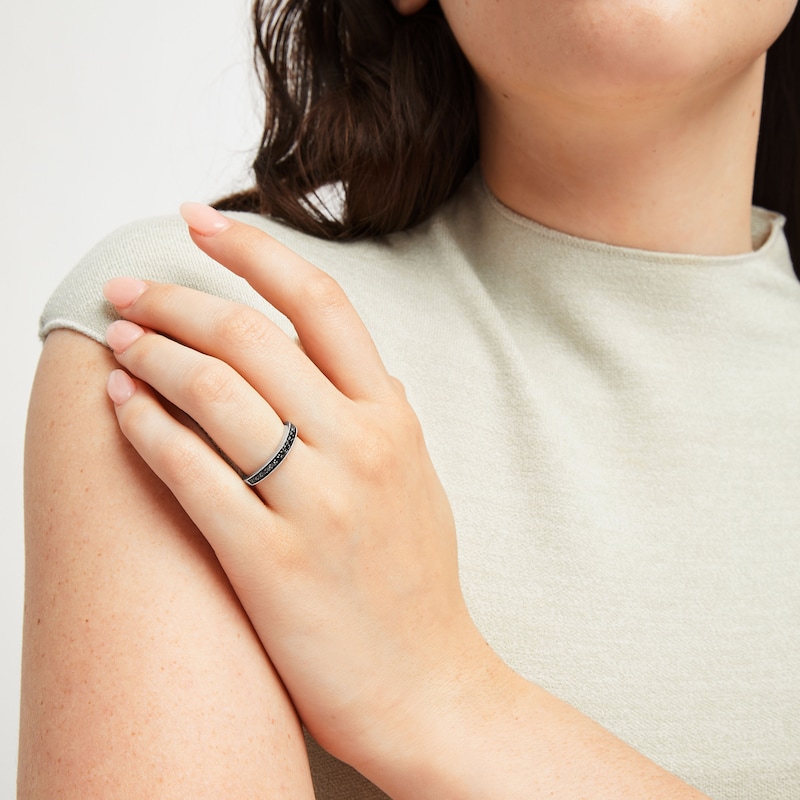 Main Image 5 of Black Diamond Wedding Band 1/4 ct tw Round-cut 14K White Gold