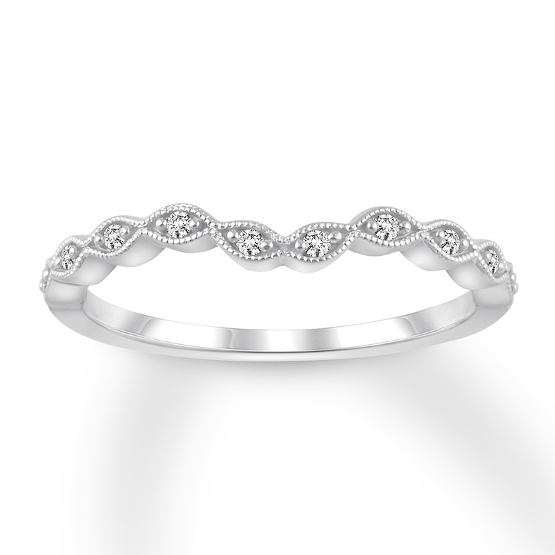 Main Image 1 of Diamond Wedding Band 1/15 ct tw Round-cut 10K White Gold