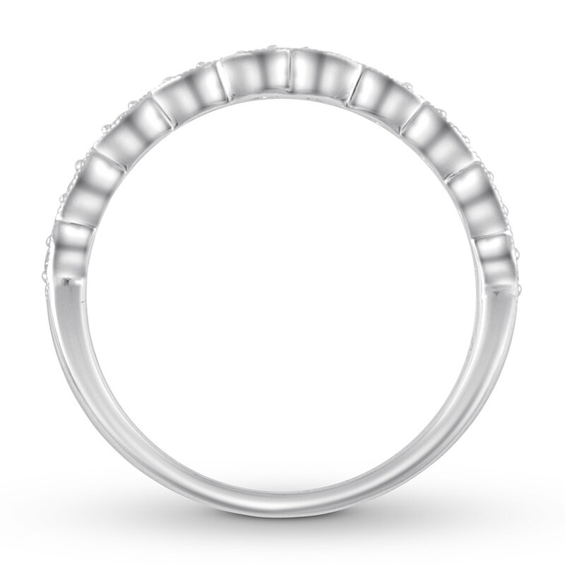 Main Image 2 of Diamond Wedding Band 1/15 ct tw Round-cut 10K White Gold