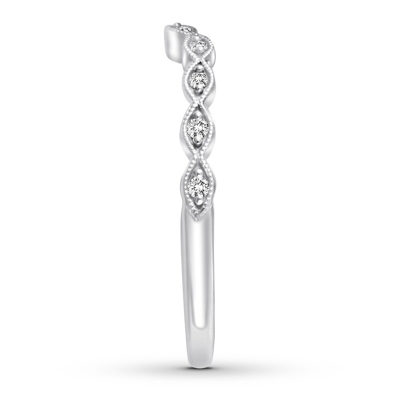 Main Image 3 of Diamond Wedding Band 1/15 ct tw Round-cut 10K White Gold
