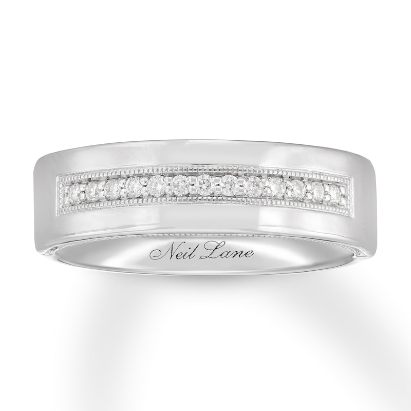 Main Image 1 of Neil Lane Men's Diamond Wedding Band 1/6 ct tw 14K White Gold