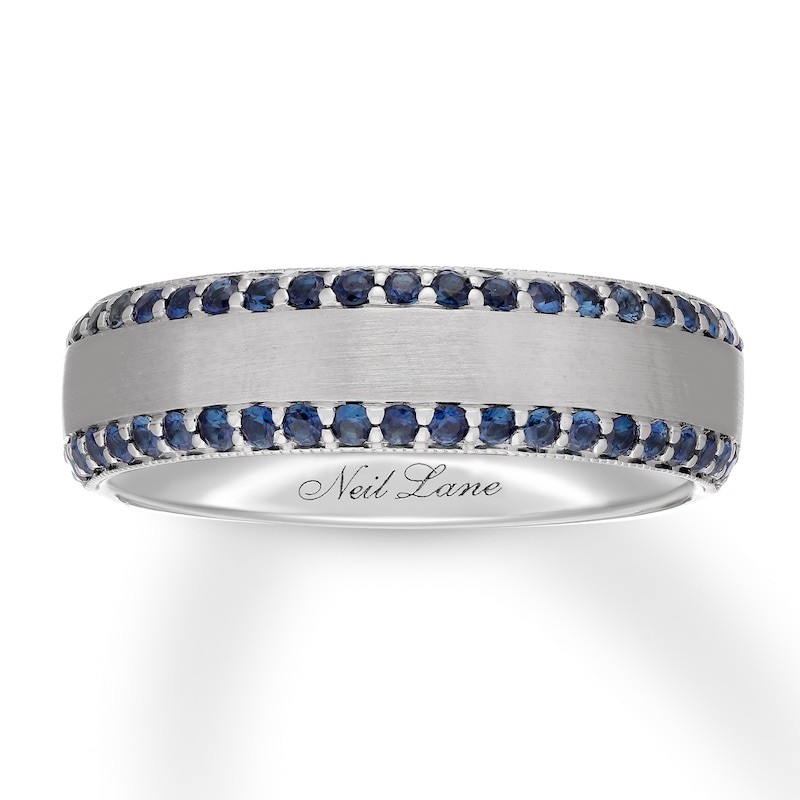Main Image 1 of Neil Lane Men's Natural Sapphire Wedding Band 14K White Gold