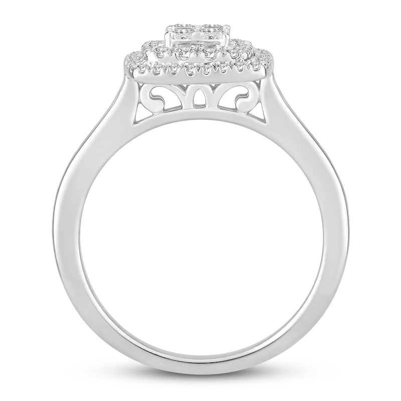 Diamond Engagement Ring 3/4 ct tw Princess & Round-cut 14K White Gold