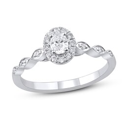 Diamond Engagement Ring 1/3 ct tw Oval & Round 10K White Gold
