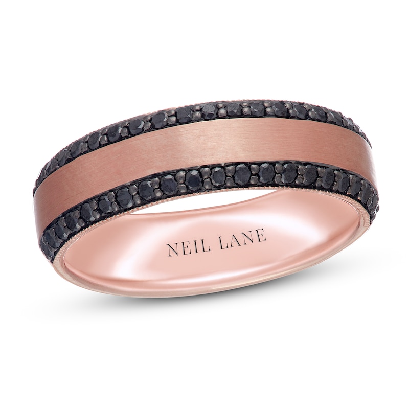 Neil Lane Men's Black Diamond Wedding Band 1/2 ct tw 14K Rose Gold