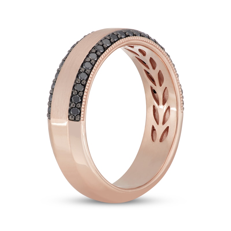 14K Gold Black Diamond Eternity Band 14K Rose Gold / 7.5