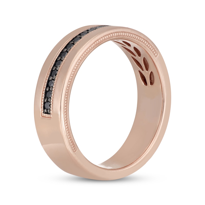 Main Image 2 of Neil Lane Men's Black Diamond Wedding Band 1/6 ct tw 14K Rose Gold