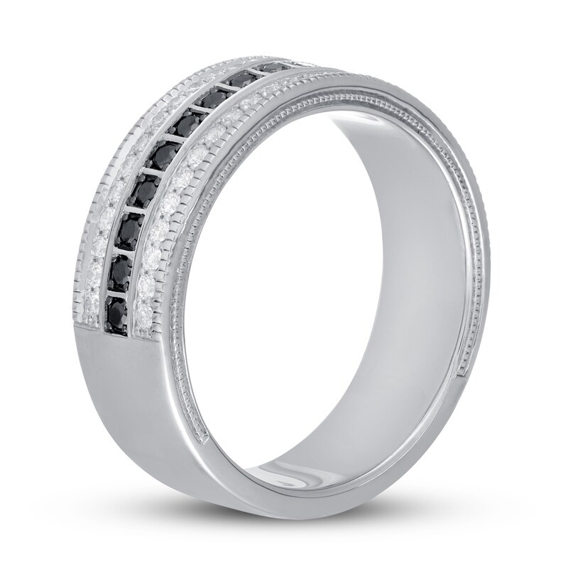 Neil Lane Men’s White & Black Diamond Wedding Band 3/4 ct tw 14K White Gold