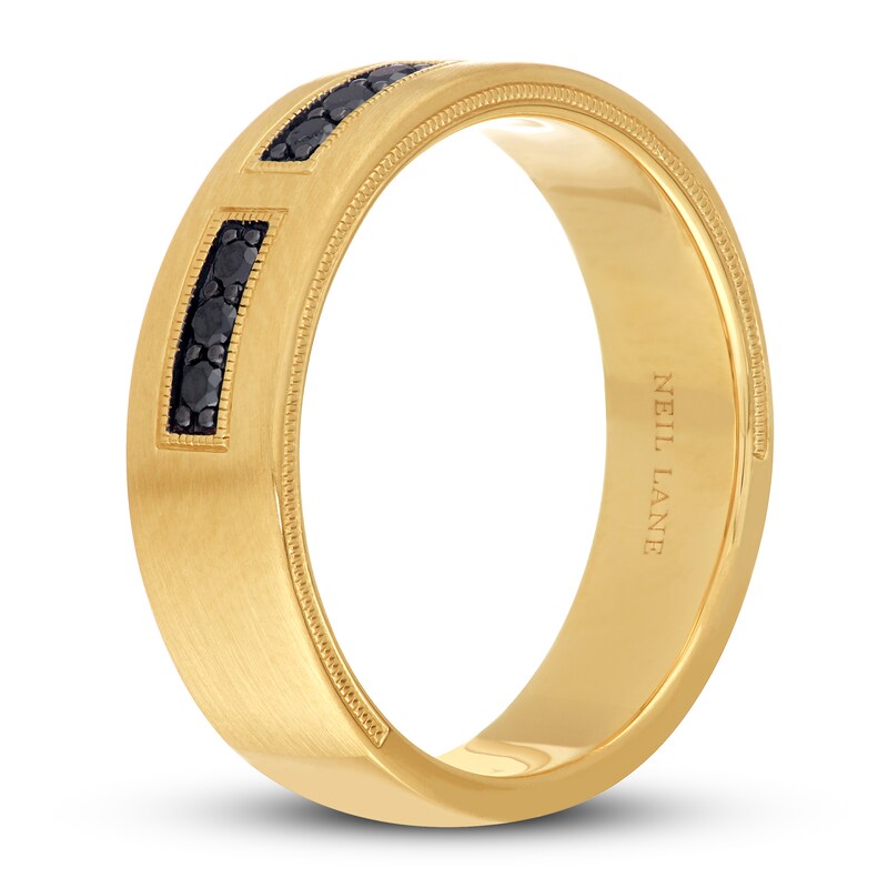 Neil Lane Men's Black Diamond Wedding Band 1/5 ct tw Round-cut 14K Yellow Gold
