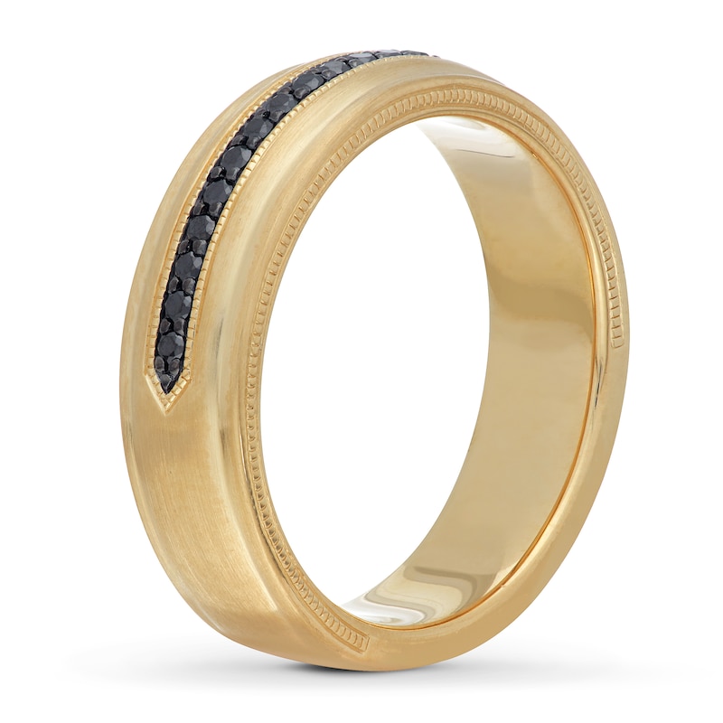 Neil Lane Men's Black Diamond Wedding Band 1/6 ct tw Round-cut 14K Yellow Gold