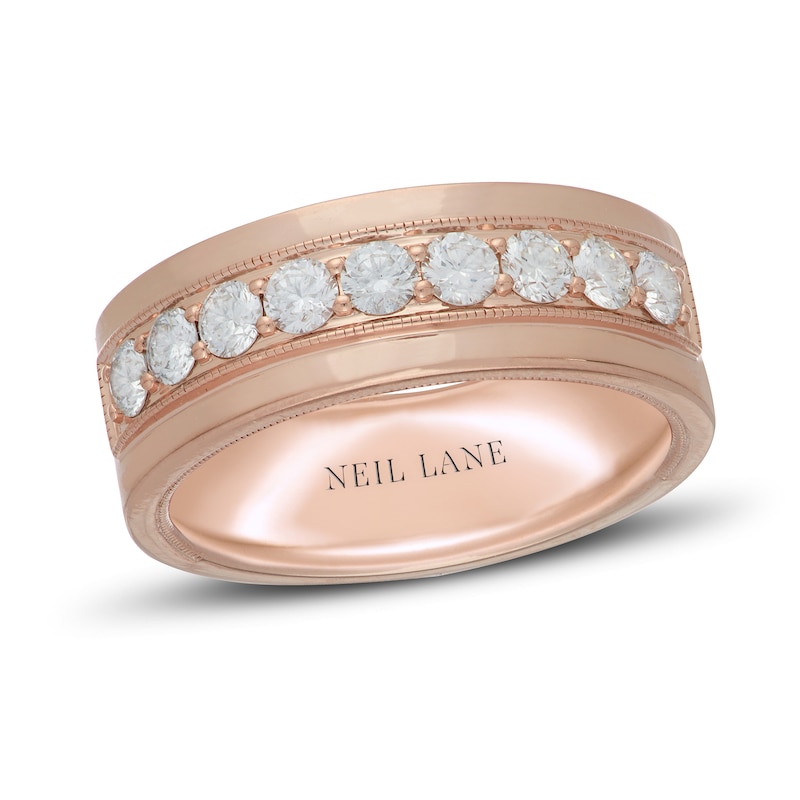 Main Image 1 of Neil Lane Men's Diamond Wedding Band 1 ct tw Round-cut 14K Rose Gold