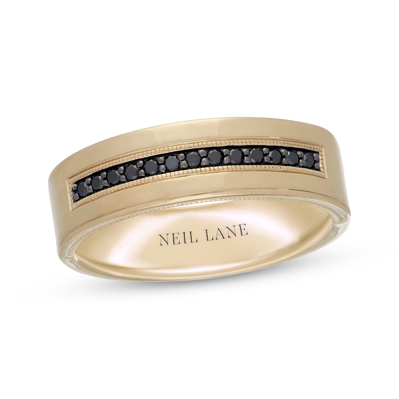 Main Image 1 of Neil Lane Men's Black Diamond Wedding Band 1/6 ct tw 14K Yellow Gold