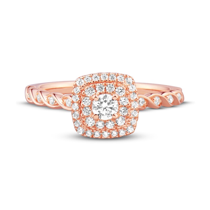 Diamond Engagement Ring 1/3 ct tw Round-cut 10K Rose Gold
