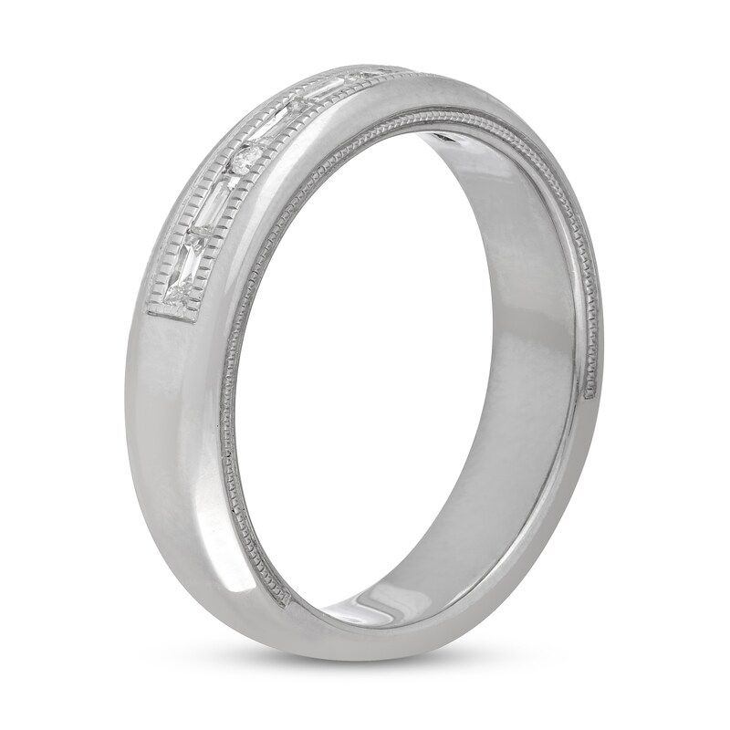 Neil Lane Men's Diamond Wedding Band 1/3 ct tw Round/Baguette 14K White Gold
