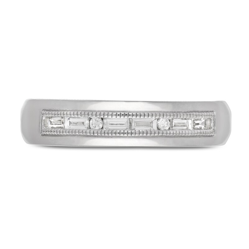 Neil Lane Men's Diamond Wedding Band 1/3 ct tw Round/Baguette 14K White Gold