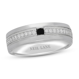 Neil Lane Men's Black & White Diamond Wedding Band 1/3 ct tw Square/Round 14K White Gold
