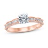 Diamond Engagement Ring 7/8 ct tw Round & Baguette-cut 14K Rose Gold