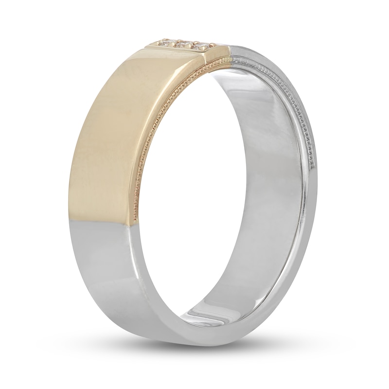 Neil Lane Men's Diamond Wedding Band 1/20 ct tw Round-Cut 14K Two-Tone Gold