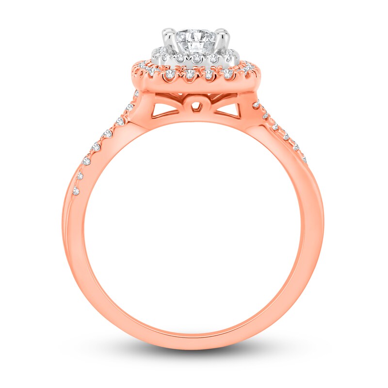 Diamond Engagement Ring 3/4 ct tw Princess & Round 18K Two-Tone Gold