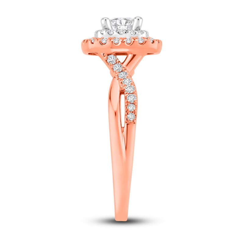 Diamond Engagement Ring 3/4 ct tw Princess & Round 18K Two-Tone Gold